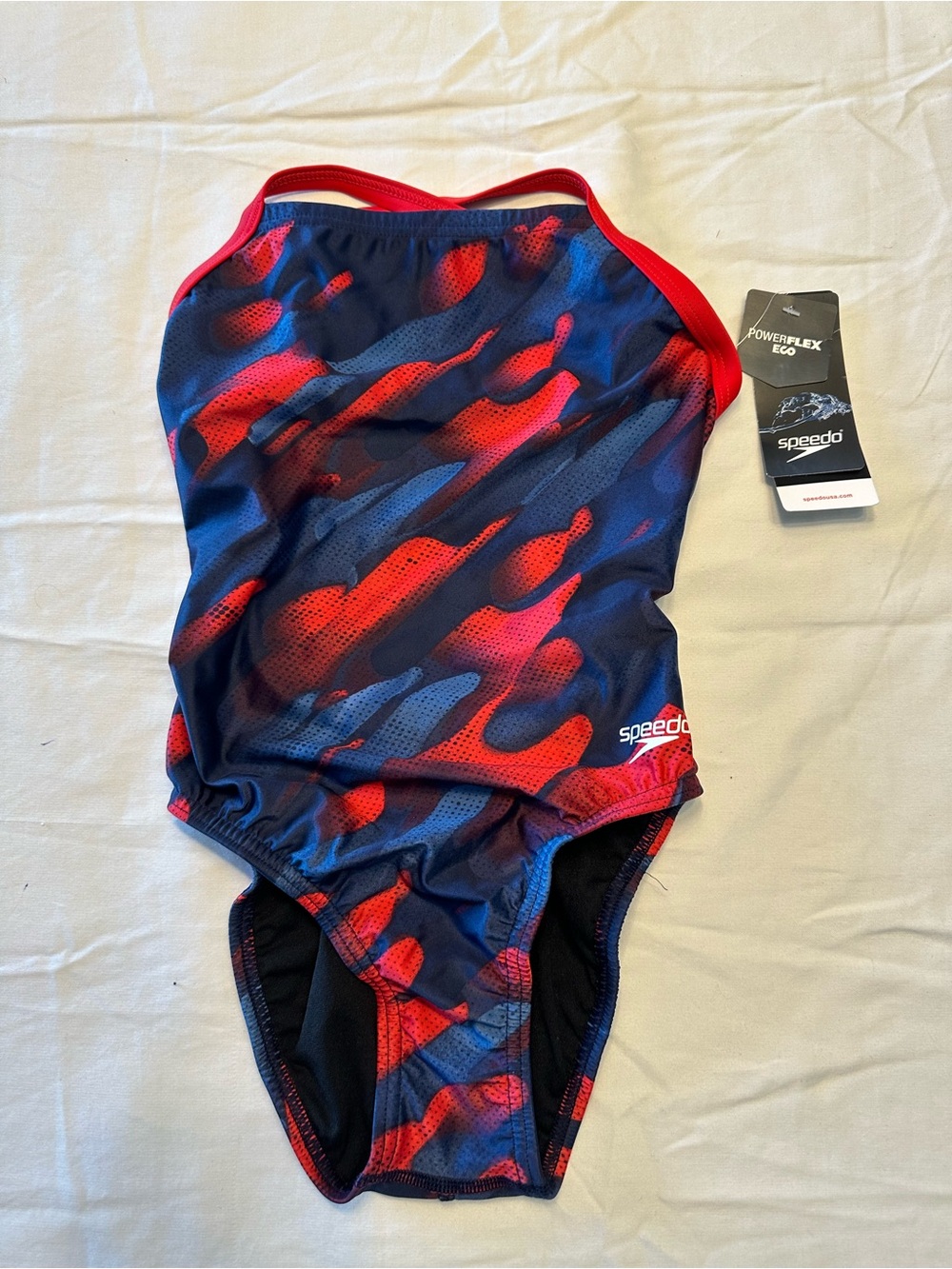 Speedo Red & Blue Girls' One-Piece Swimsuit with Abstract Print